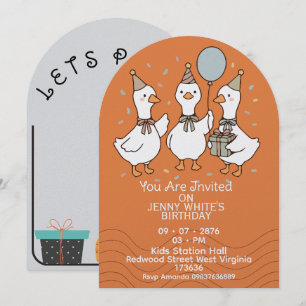 Invitación de cumpleaños de patos Animal lindo