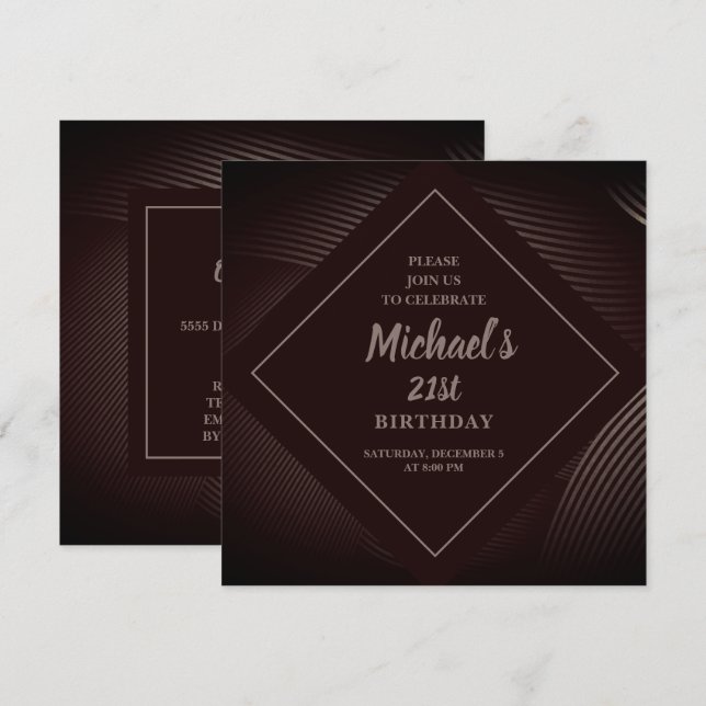 Invitación de cumpleaños de patrón de moda (Anverso / Reverso)