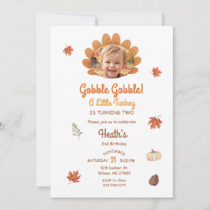 Invitación de cumpleaños de pavo pequeño Gooble Go