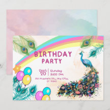  Invitación de cumpleaños de pavo real   