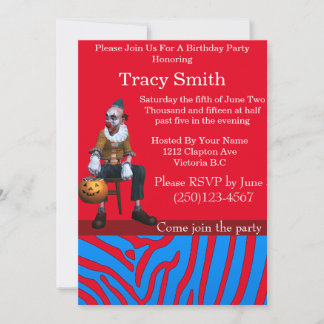 Invitación de cumpleaños de payaso con Fiesta de b
