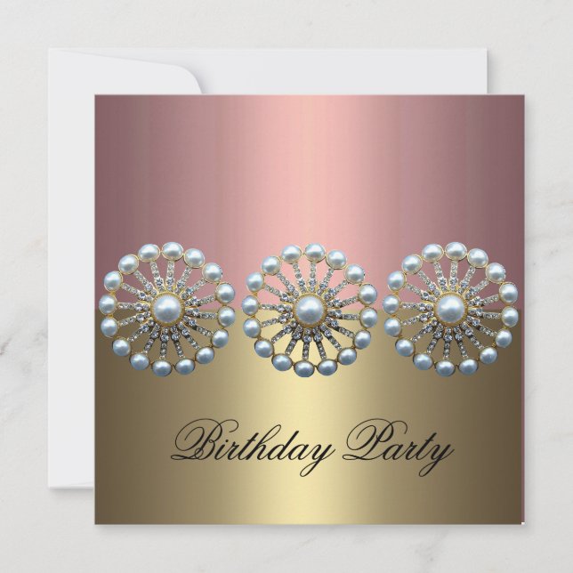 Invitación de cumpleaños de Pearl con elegancia ro (Anverso)