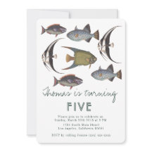 Invitación de cumpleaños de peces de época