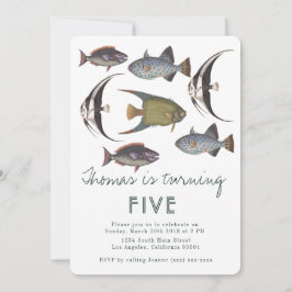 Invitación de cumpleaños de peces de época