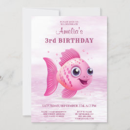 Invitación de cumpleaños de peces rosados