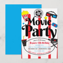 Invitación de Cumpleaños de Película Evento de Cin