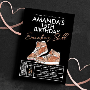 Invitación de cumpleaños de pelota de zapatillas d