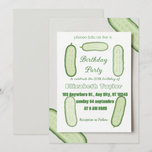 Invitación de cumpleaños de pepinillos y pepino Fi
