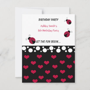 Invitación de cumpleaños de pequeña mariquita