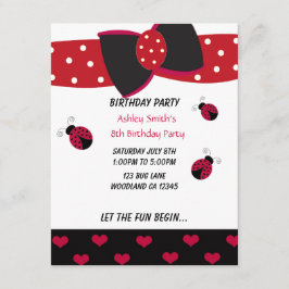 Invitación de cumpleaños de pequeña mariquita