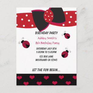 Invitación de cumpleaños de pequeña mariquita