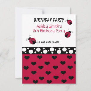 Invitación de cumpleaños de pequeña mariquita