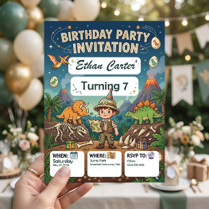 Invitación de cumpleaños de pequeño explorador par