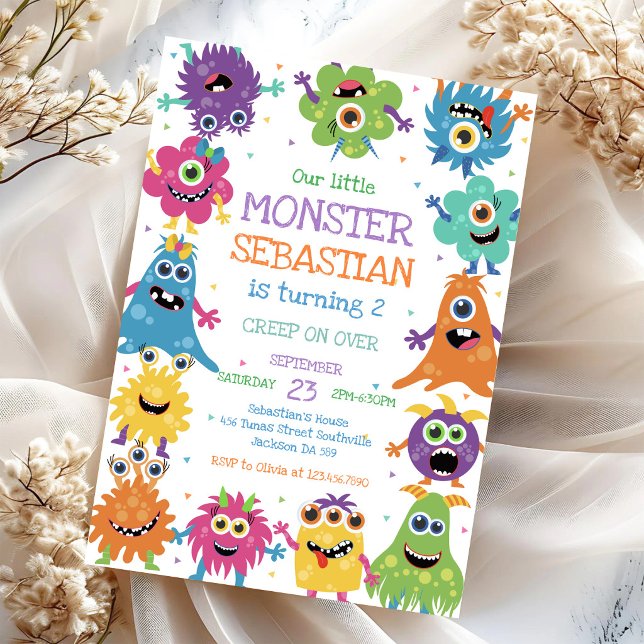 Invitación de cumpleaños de pequeño monstruo (Subido por el creador)