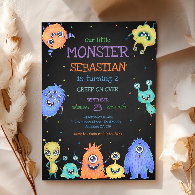 Invitación de cumpleaños de pequeño monstruo (Subido por el creador)