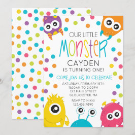 Invitación de cumpleaños de pequeño monstruo con l