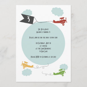 Invitación de cumpleaños de pequeños aviones