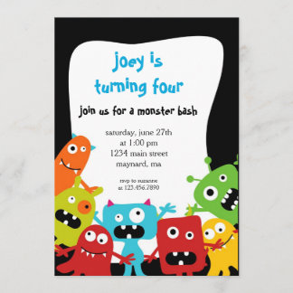 Invitación de cumpleaños de pequeños monstruos