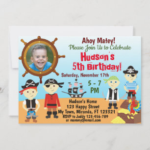 invitación de cumpleaños de pequeños piratas