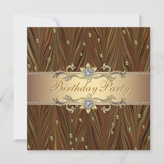 Invitación de cumpleaños de perlas doradas elegant (Anverso)