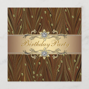 Invitación de cumpleaños de perlas doradas elegant