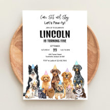 Invitación de cumpleaños de perro cachorro