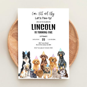 Invitación de cumpleaños de perro cachorro