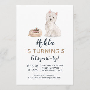 Invitación de cumpleaños de perro cachorro con wes
