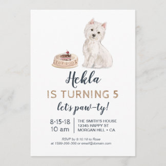 Invitación de cumpleaños de perro cachorro con wes
