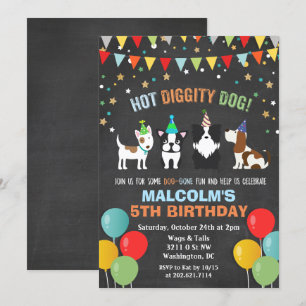 Invitación de cumpleaños de perro cachorro de cual