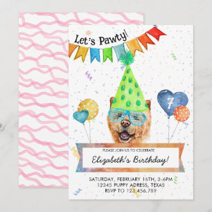 Invitación de cumpleaños de perro Chow Chow Lets P