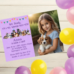 Invitación de cumpleaños de perro con cachorro mor