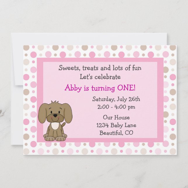 Invitación de cumpleaños de perro con pipa para Ch (Anverso)