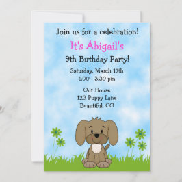 Invitación de cumpleaños de perro con pipa para Ch