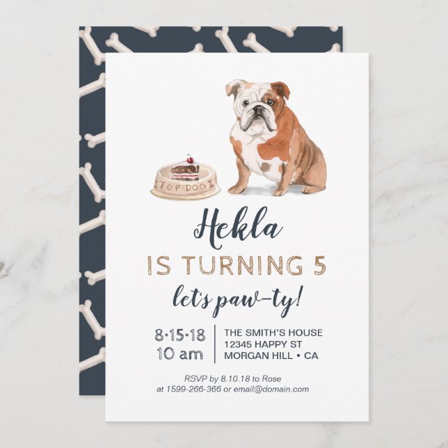 Invitación de cumpleaños de perro de cachorro, ¡va (Anverso / Reverso)
