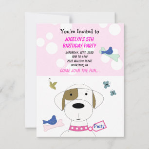 Invitación de cumpleaños de perro de dibujos anima