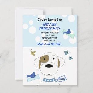 Invitación de cumpleaños de perro de dibujos anima