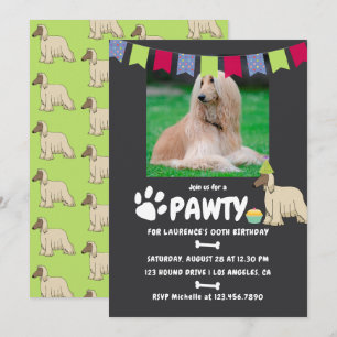 invitación de cumpleaños de perro galgo afgano