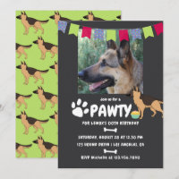 invitación de cumpleaños de perro pastor alemán