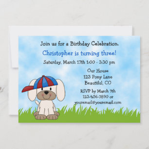 Invitación de cumpleaños de perro pimienta a niños