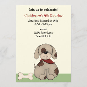 Invitación de cumpleaños de perro pimienta a niños