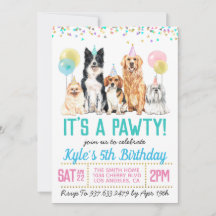 Invitación de cumpleaños de Perro Puppy Paw-ty
