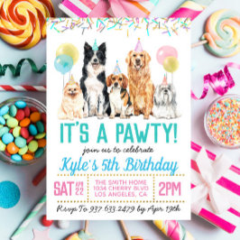 Invitación de cumpleaños de Perro Puppy Paw-ty