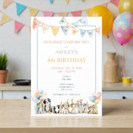 Invitación de cumpleaños de perros y cachorros al