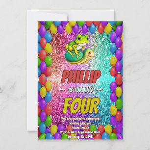 Invitación de cumpleaños de personaje de rana y to