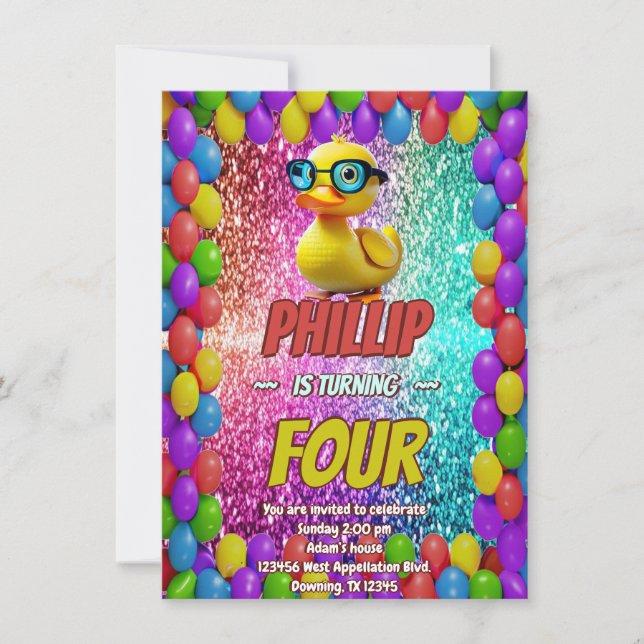 Invitación de cumpleaños de personaje personalizad (Anverso)