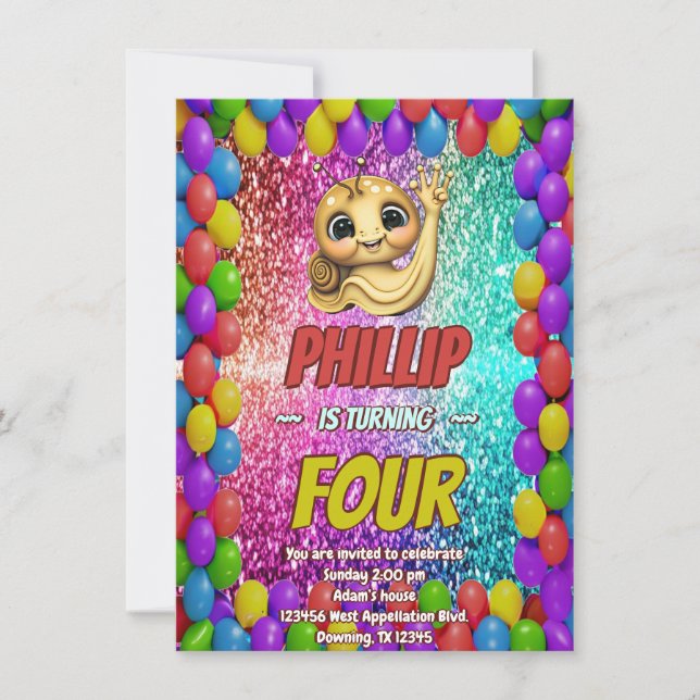 invitación de cumpleaños de personaje personalizad (Anverso)