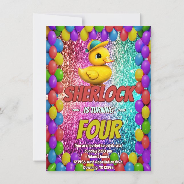 Invitación de cumpleaños de personaje personalizad (Anverso)