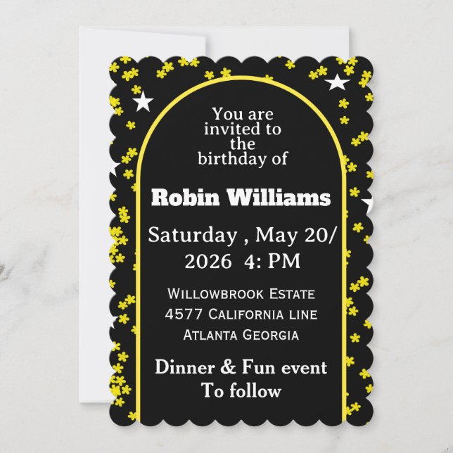 Invitación de cumpleaños de personalizable | Fiest (Anverso)