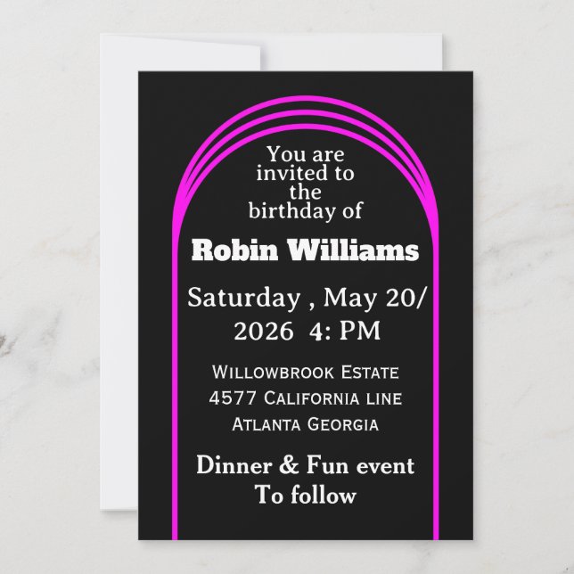 Invitación de cumpleaños de personalizable para ad (Anverso)